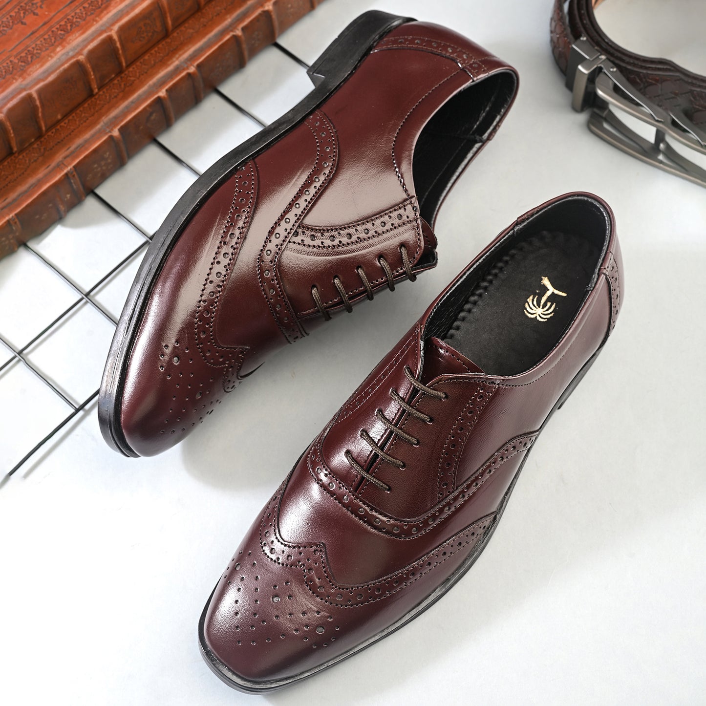 Men Rich Brown Brogue Formal Leather Shoes