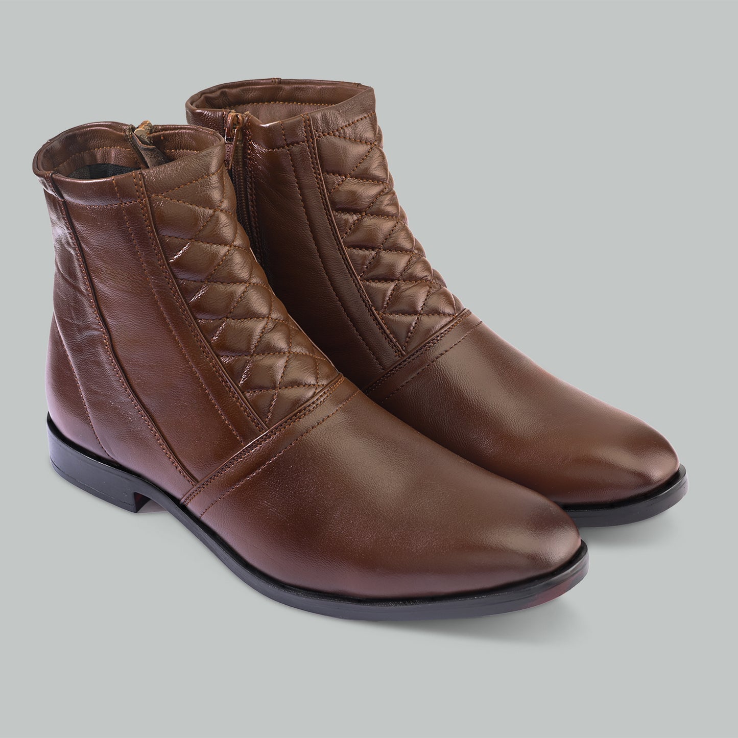Men Rich Brown Leather Textured Chelsea Boots