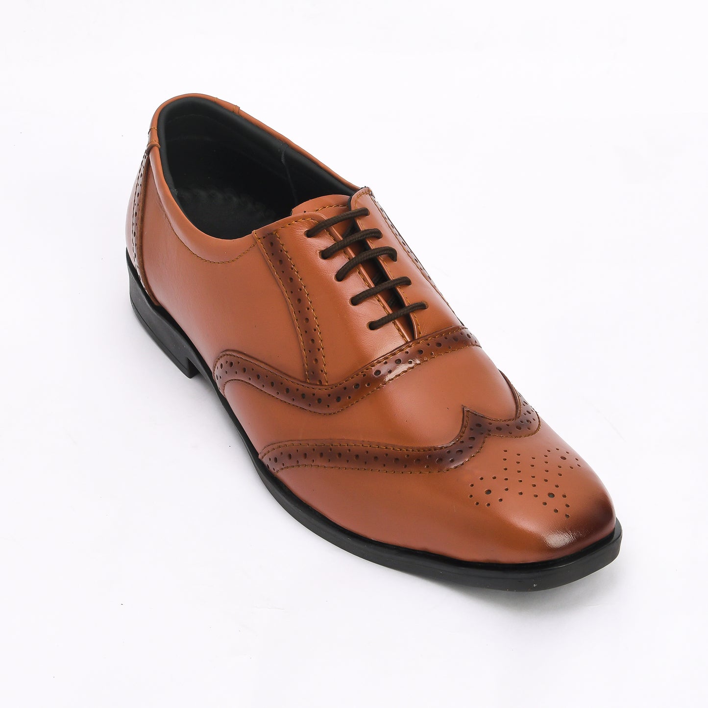 Men Tan Brogue Formal Leather Shoes
