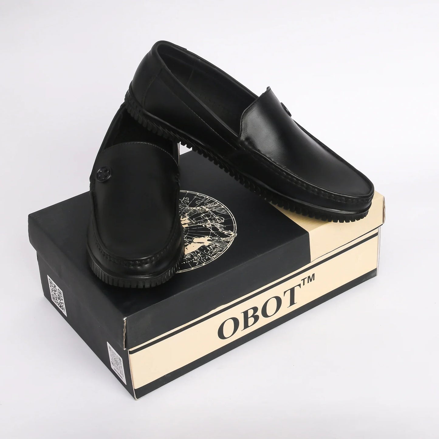 Men Black Leather Loafer - obotoriginal