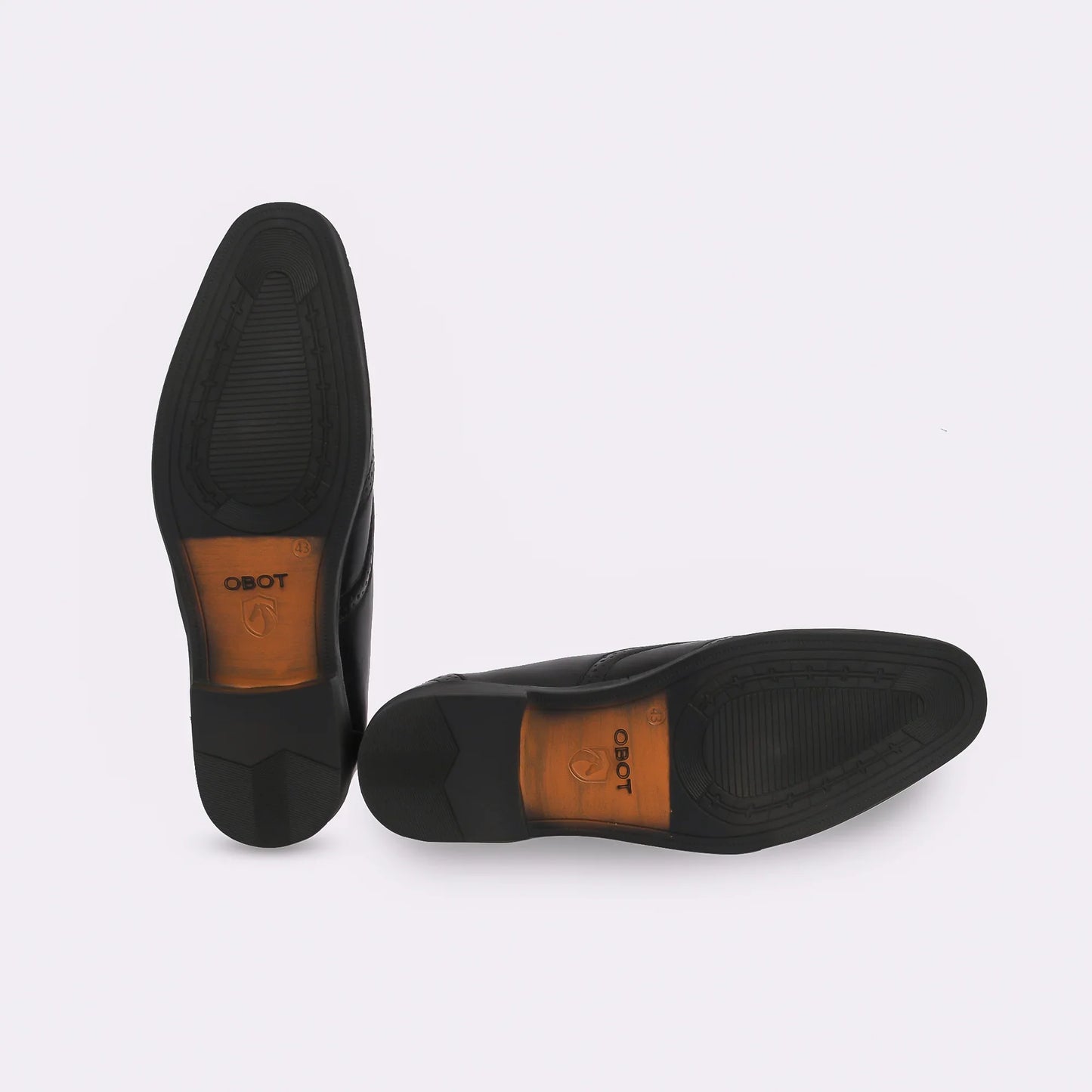Men Black Brogue Formal Leather Shoes - obotoriginal