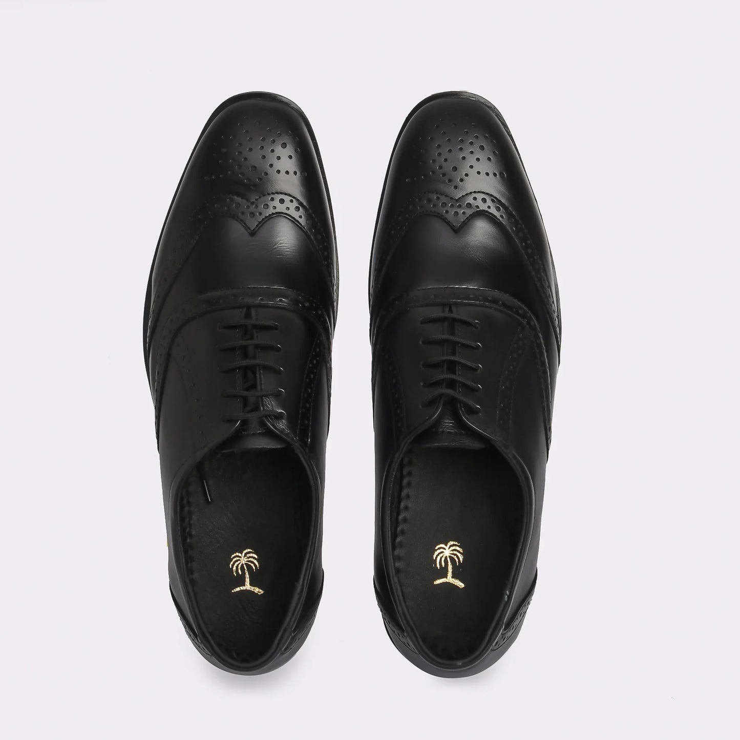 Men Black Brogue Formal Leather Shoes - obotoriginal