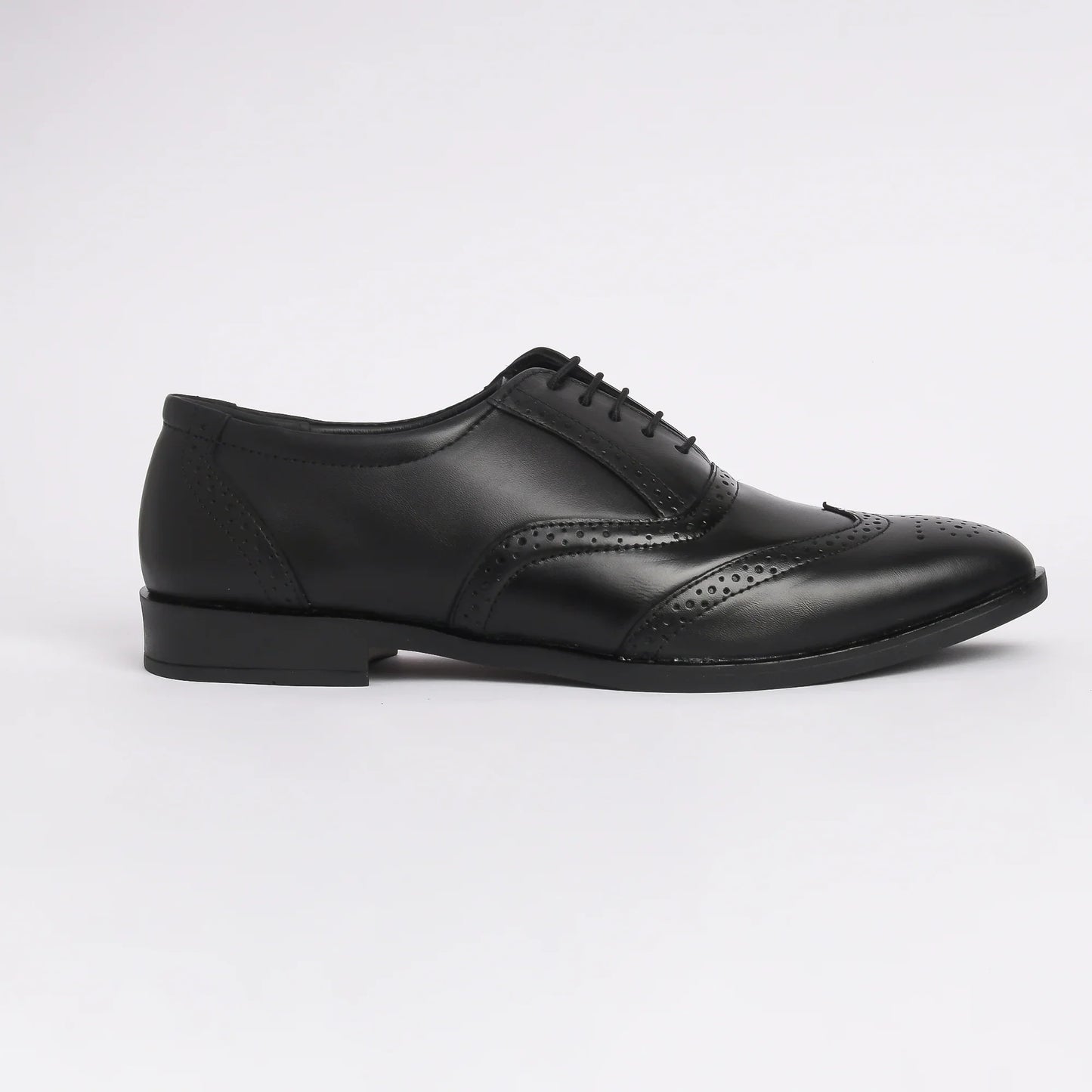 Men Black Brogue Formal Leather Shoes - obotoriginal