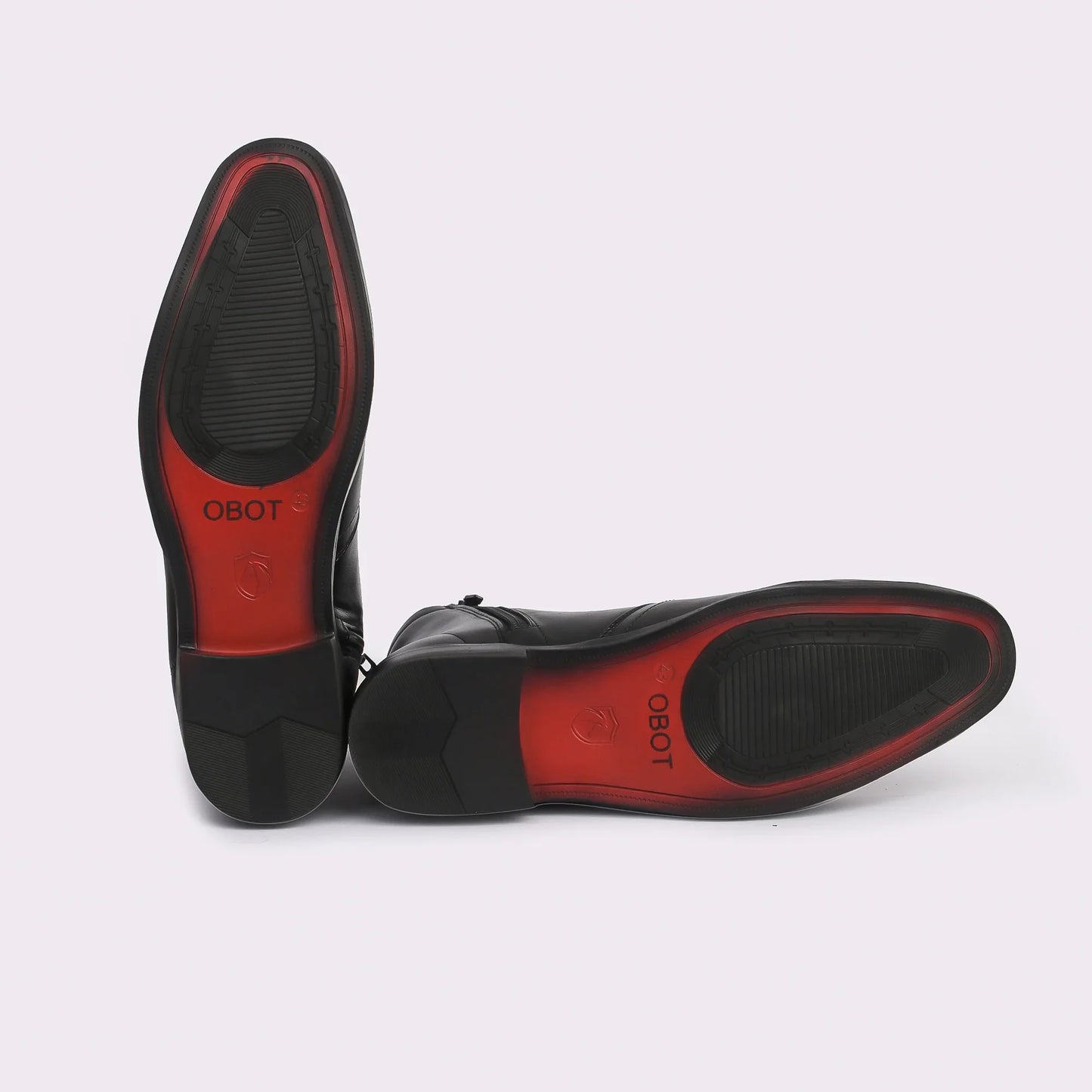 Men Black Leather Textured Chelsea Boots - obotoriginal