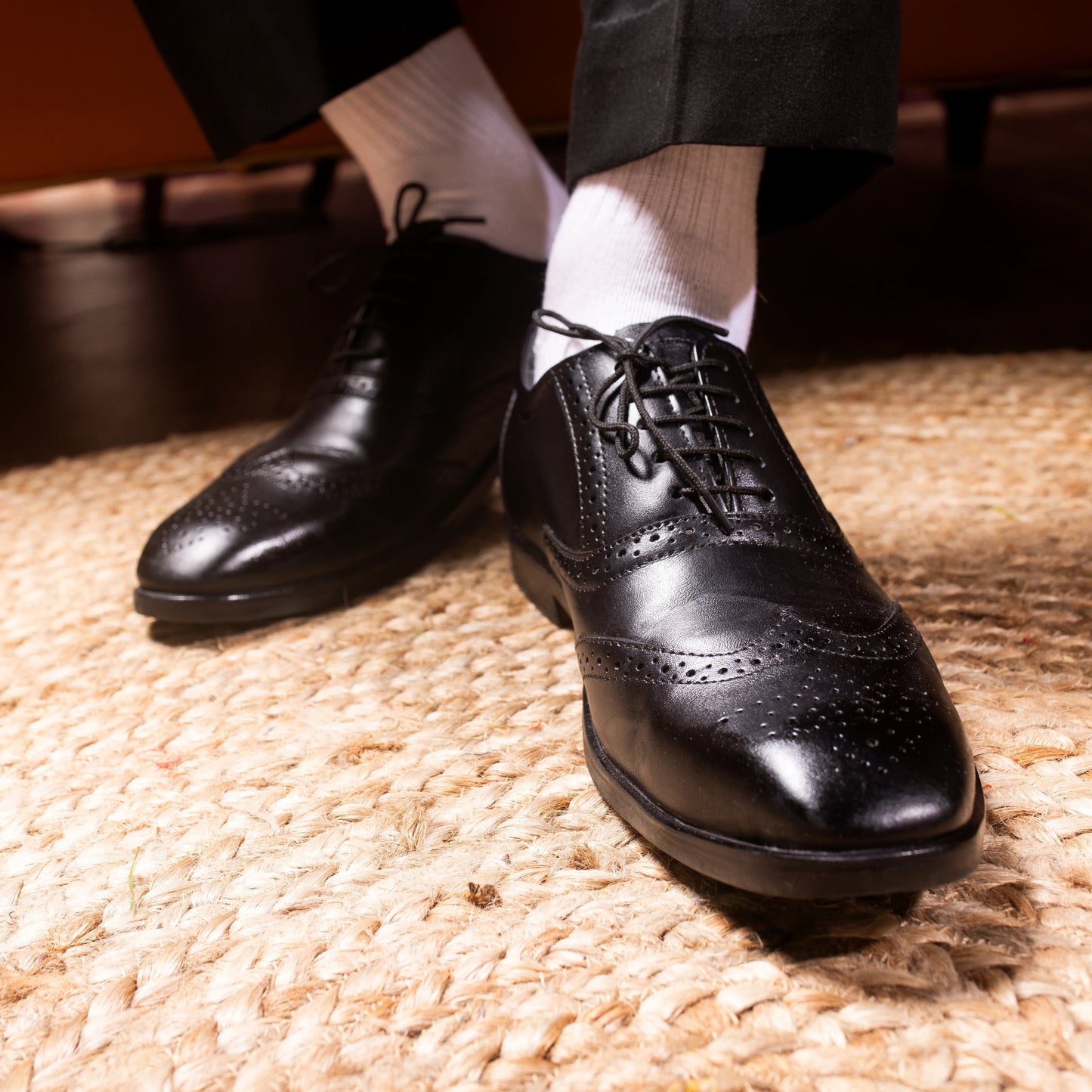 Men Black Brogue Formal Leather Shoes - obotoriginal