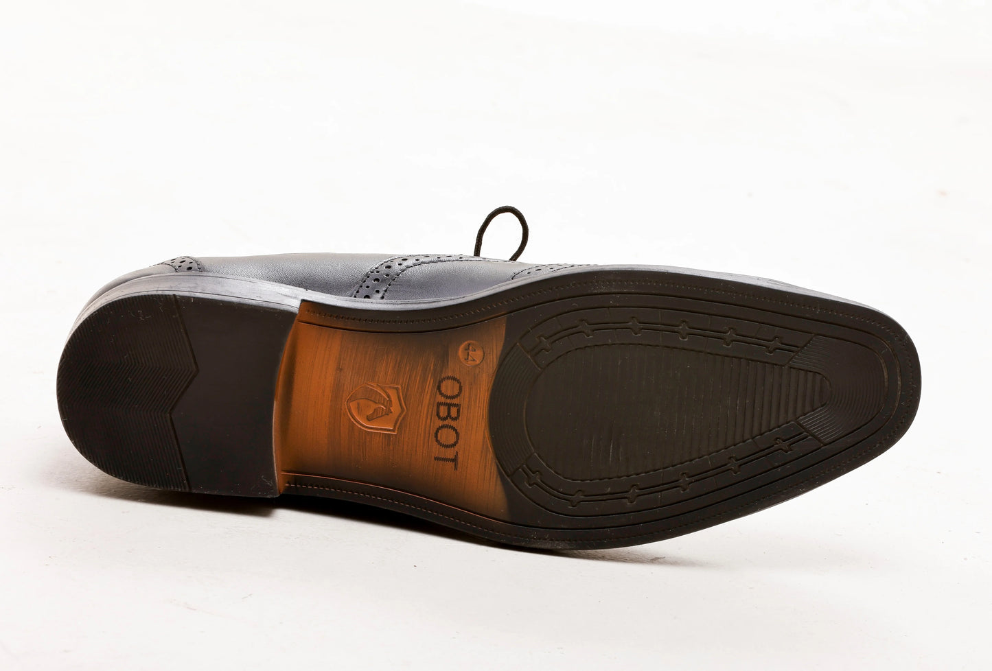 Men Black Brogue Formal Leather Shoes - obotoriginal