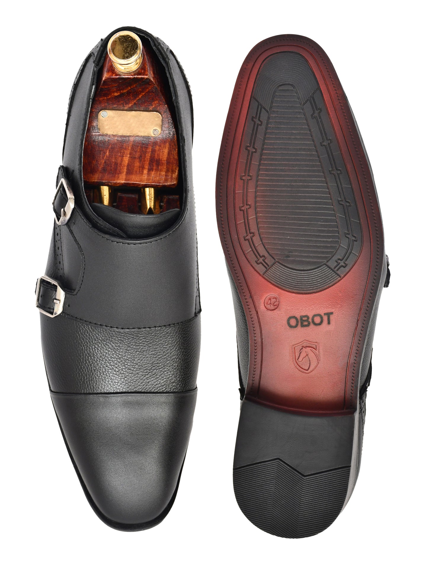 Men Black Leather Monkstrap