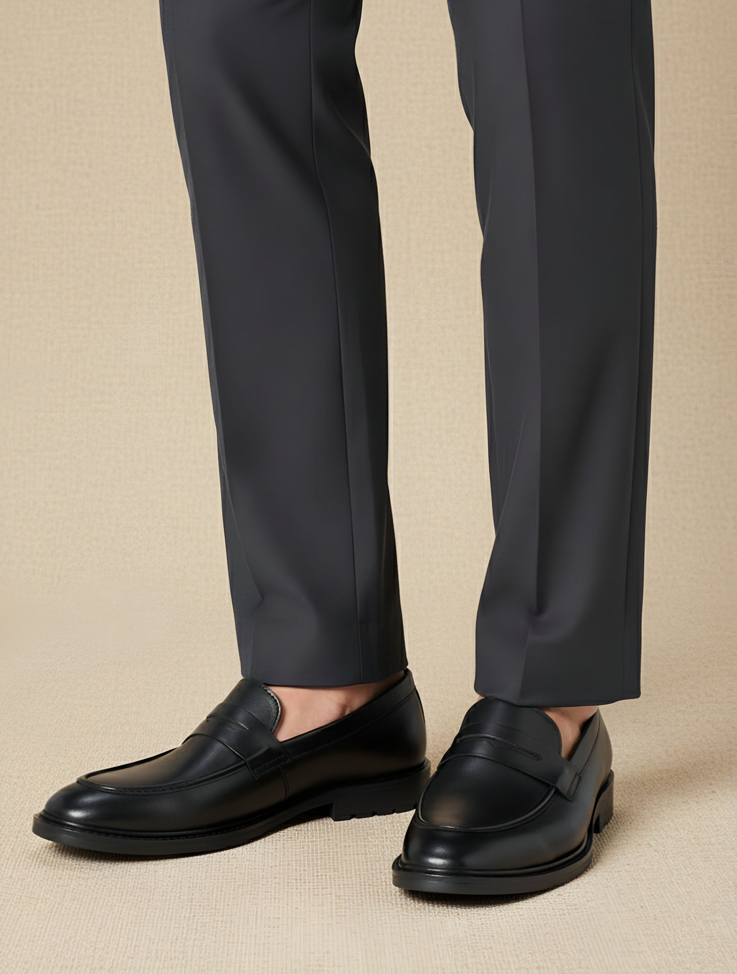 Men’s Black Penny Loafers – Timeless Leather Slip-On Shoes