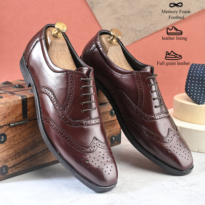 Men Rich Brown Brogue Formal Leather Shoes