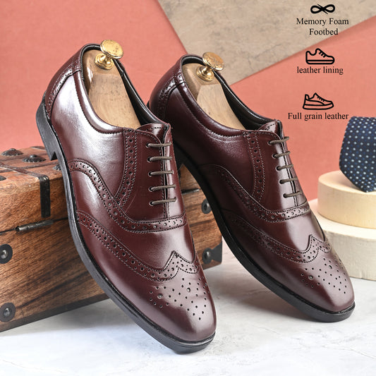 Men Rich Brown Brogue Formal Leather Shoes