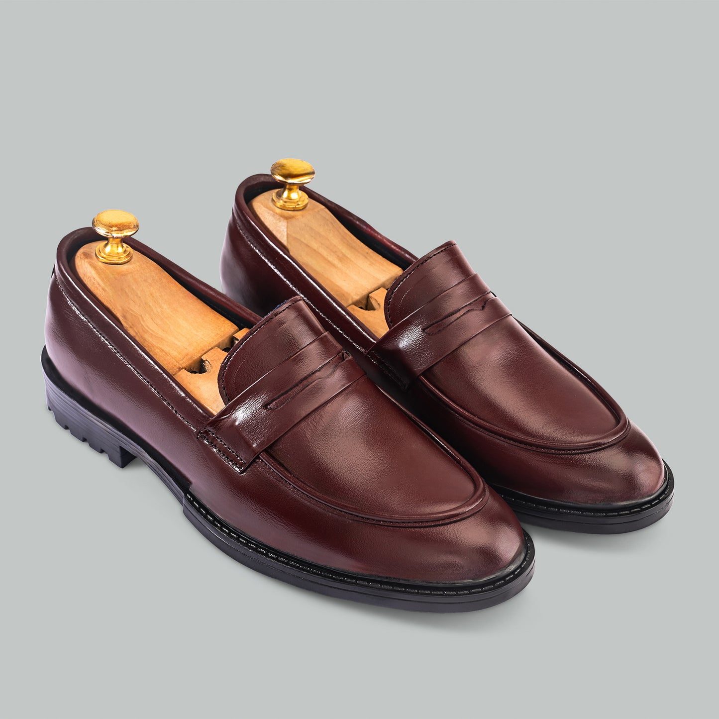 Men’s Rich Brown Penny Loafers – Timeless Leather Slip-On Shoes