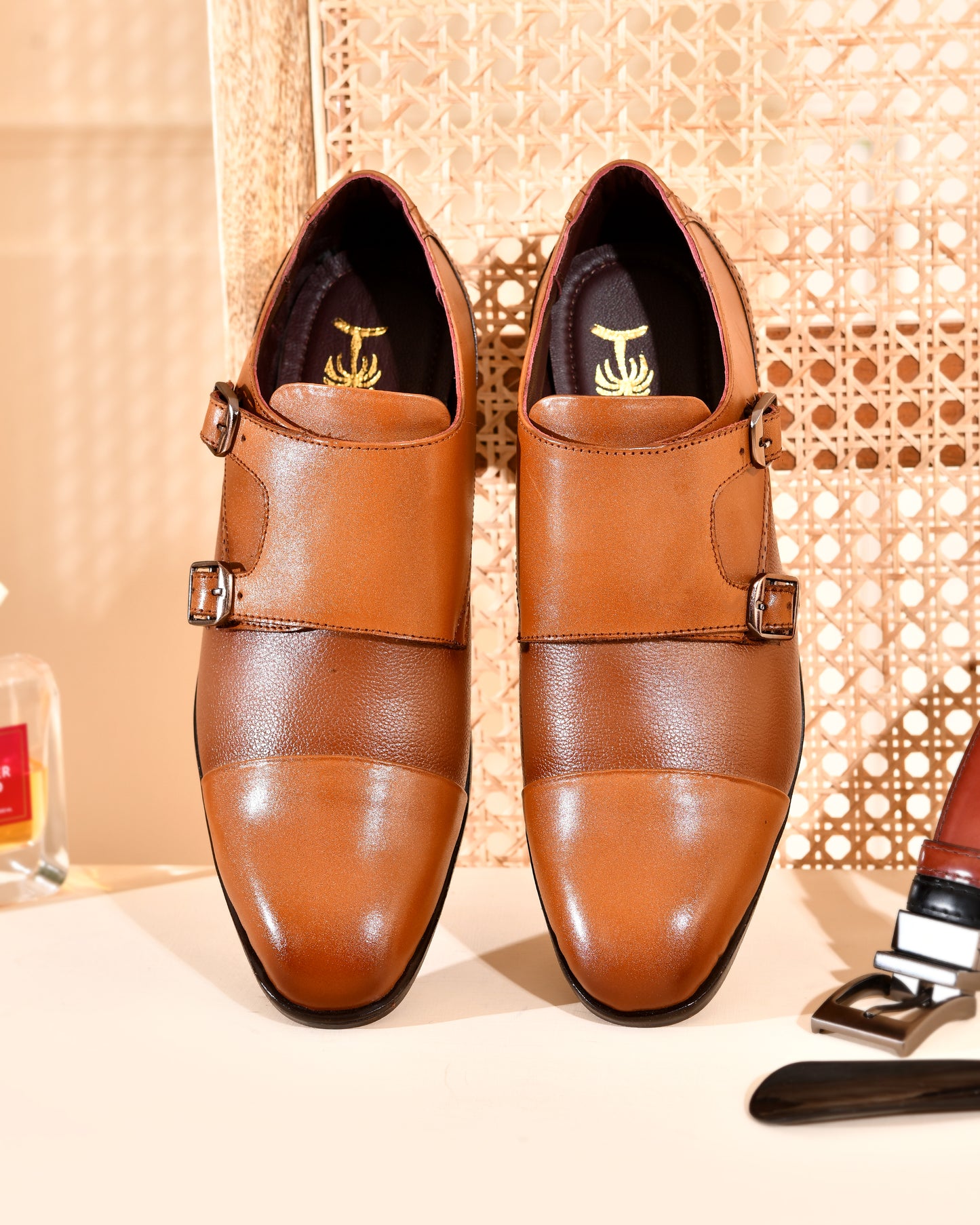 Men leather Tan Monk Strap | Double strap | Classic Shoes
