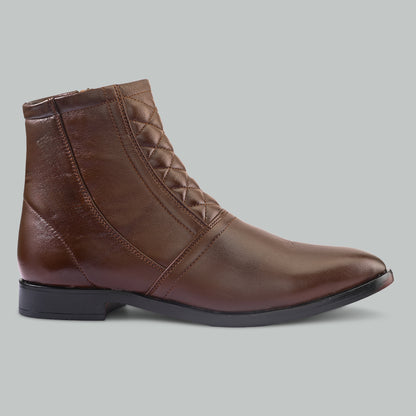 Men Rich Brown Leather Textured Chelsea Boots