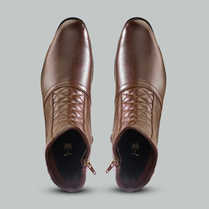 Men Rich Brown Leather Textured Chelsea Boots