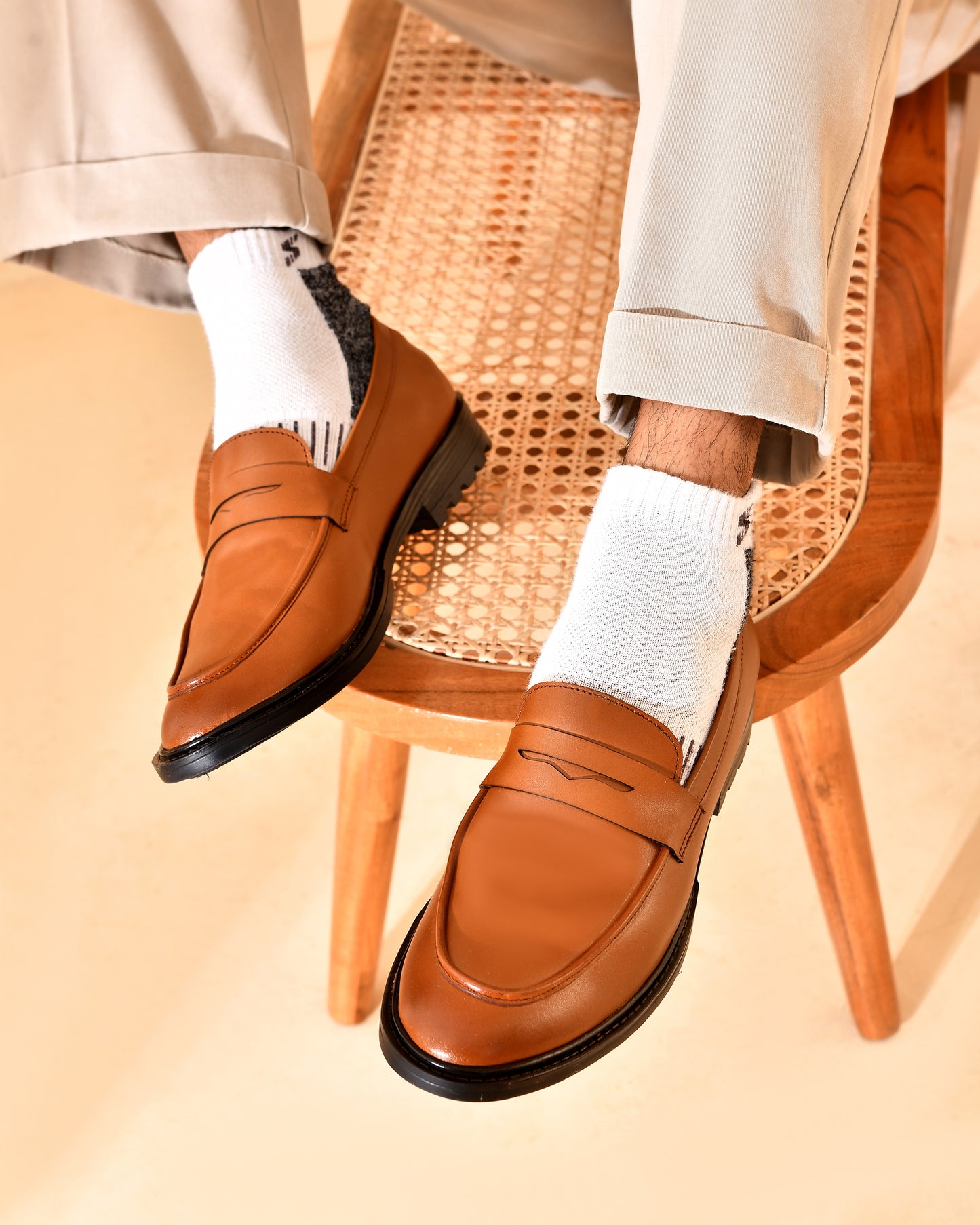Men’s Leather Tan Penny Loafers | Classic Formal & Smart Casual Shoes