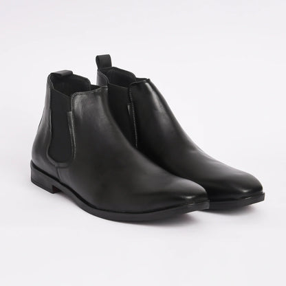 Men Black Leather Chelsea Boots - obotoriginal