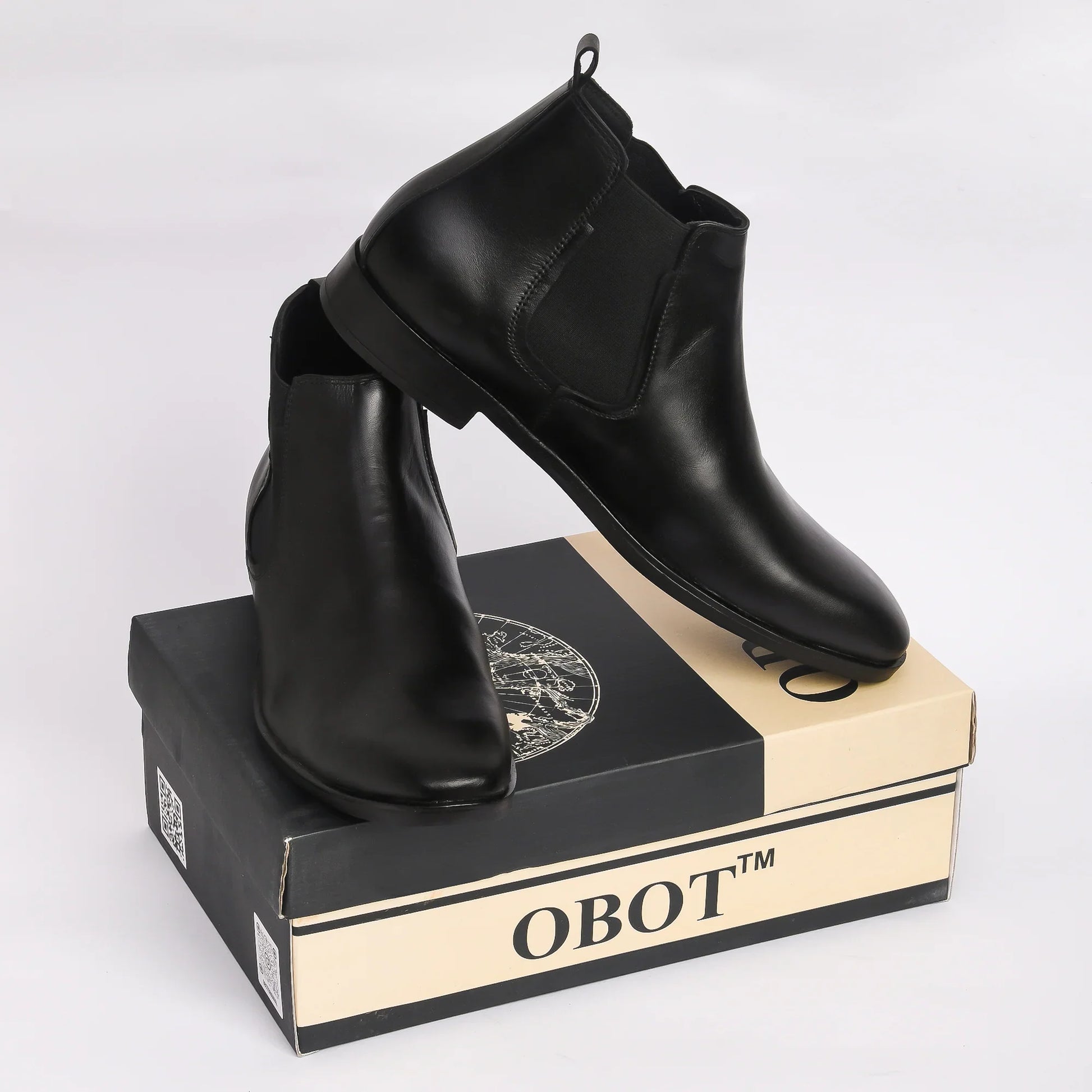 Men Black Leather Chelsea Boots - obotoriginal