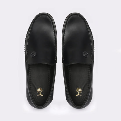 Men Black Leather Loafer - obotoriginal