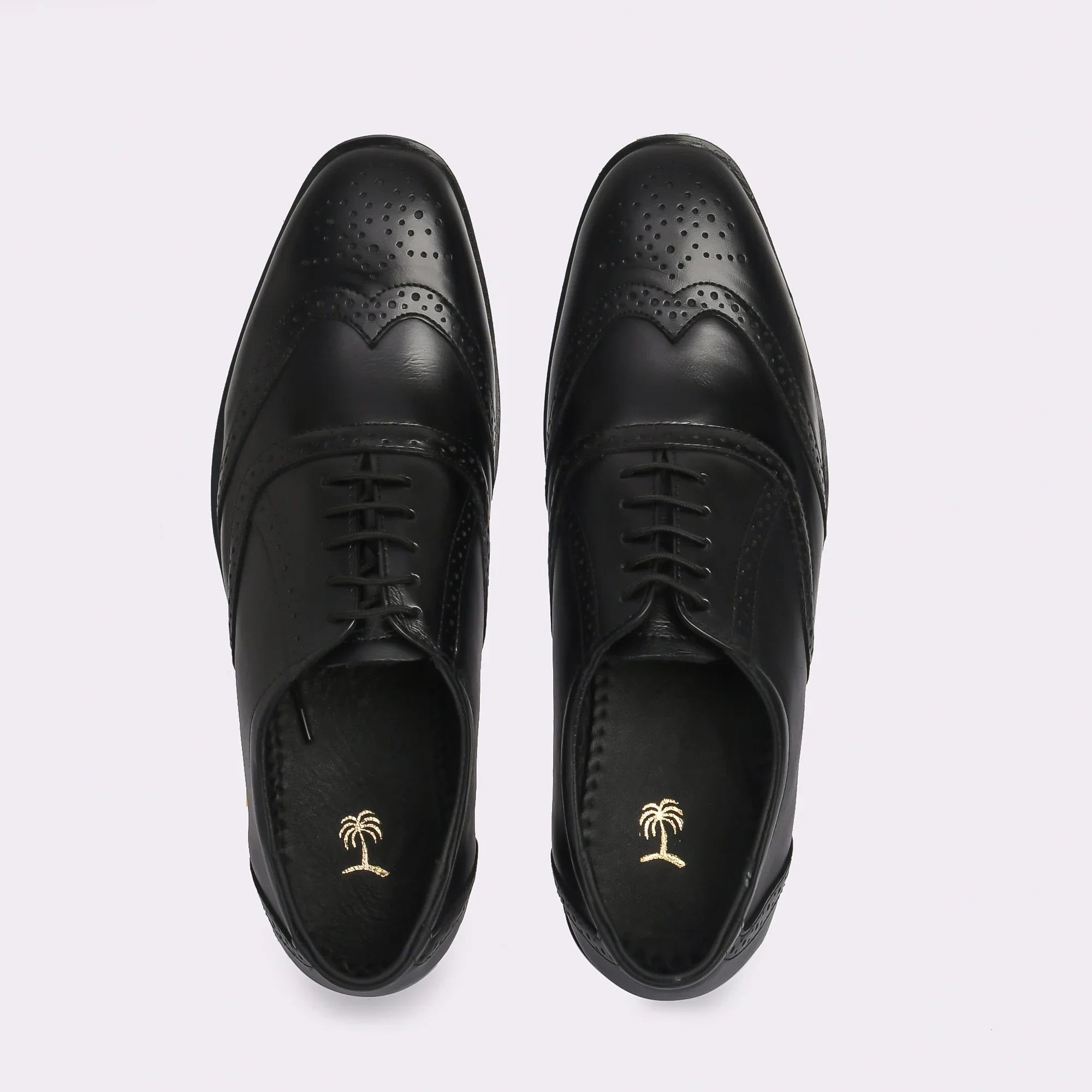 Men Black Brogue Formal Leather Shoes - obotoriginal