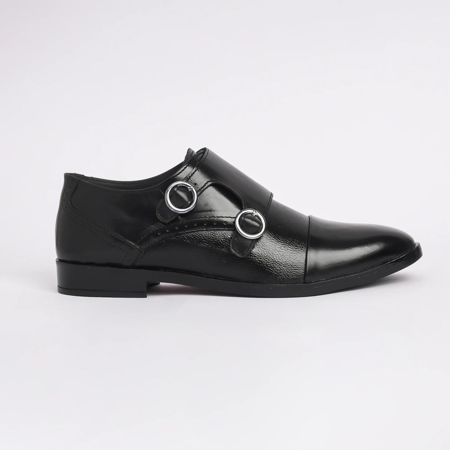 Men Black Leather Monkstrap - obotoriginal
