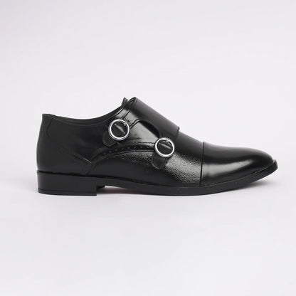 Men Black Leather Monkstrap - obotoriginal