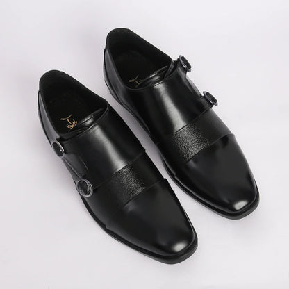 Men Black Leather Monkstrap - obotoriginal