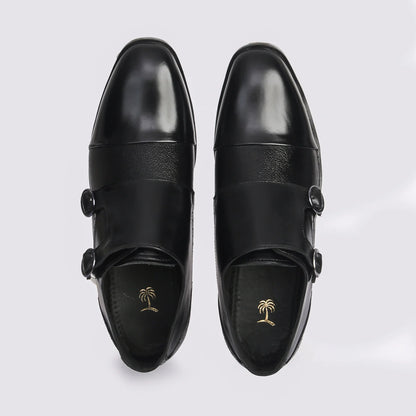 Men Black Leather Monkstrap - obotoriginal