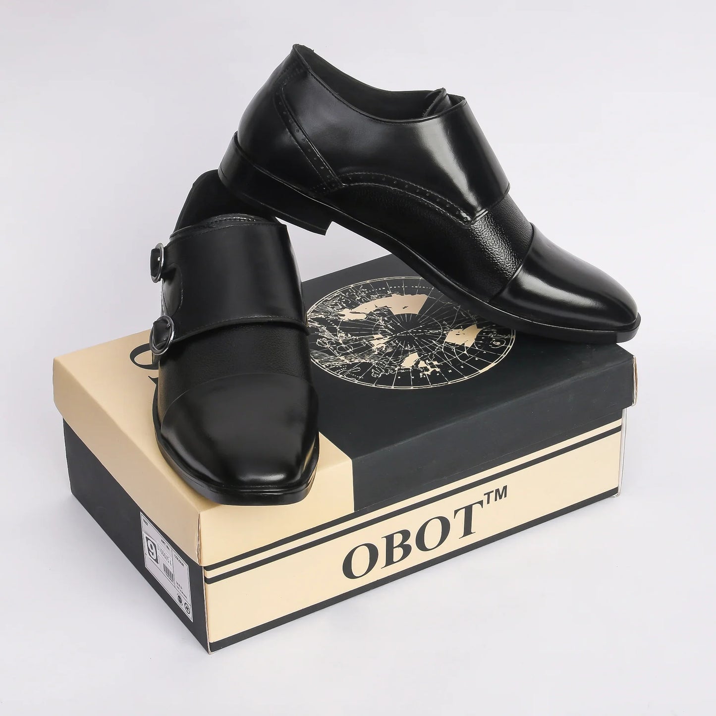 Men Black Leather Monkstrap - obotoriginal