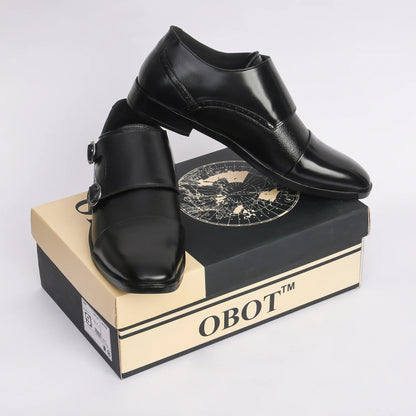 Men Black Leather Monkstrap - obotoriginal