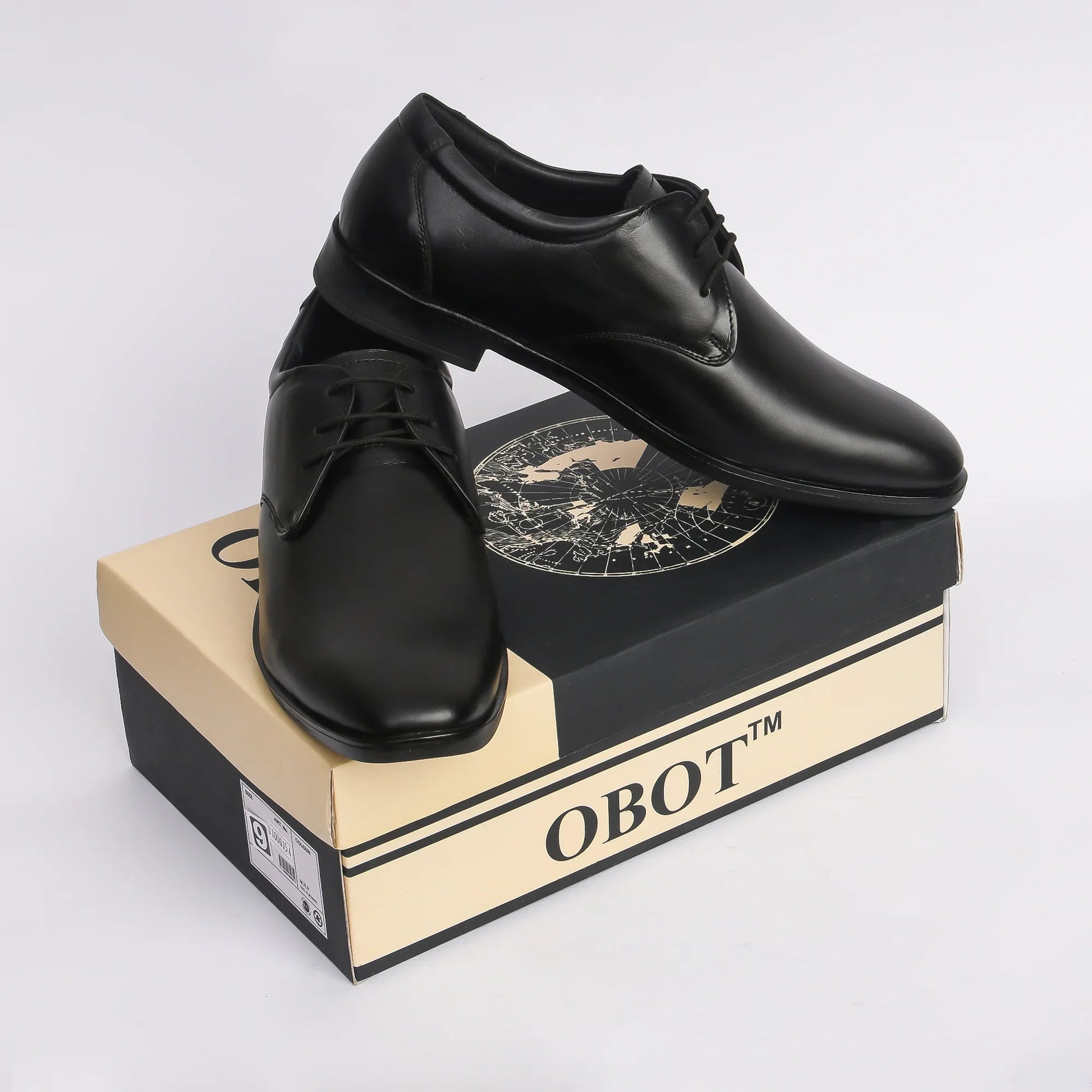 Men Black Leather Formal Derby - obotoriginal