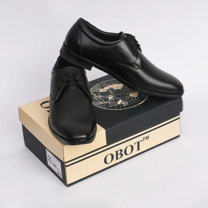 Men Black Leather Formal Derby - obotoriginal