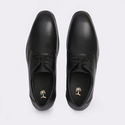 Men Black Leather Formal Derby - obotoriginal