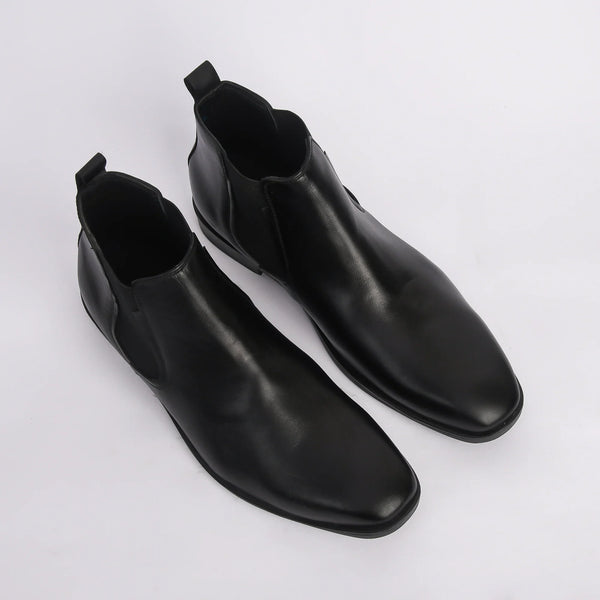 Men Black Leather Chelsea Boots - obotoriginal