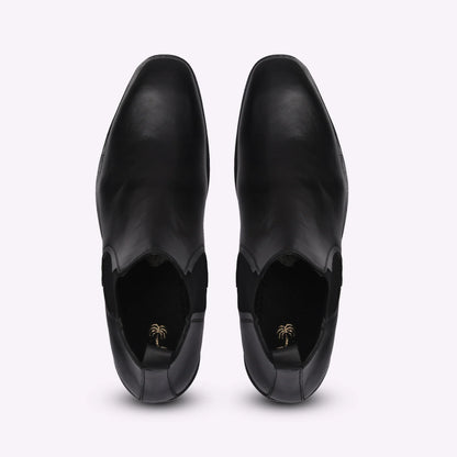 Men Black Leather Chelsea Boots - obotoriginal