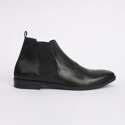 Men Black Leather Chelsea Boots - obotoriginal