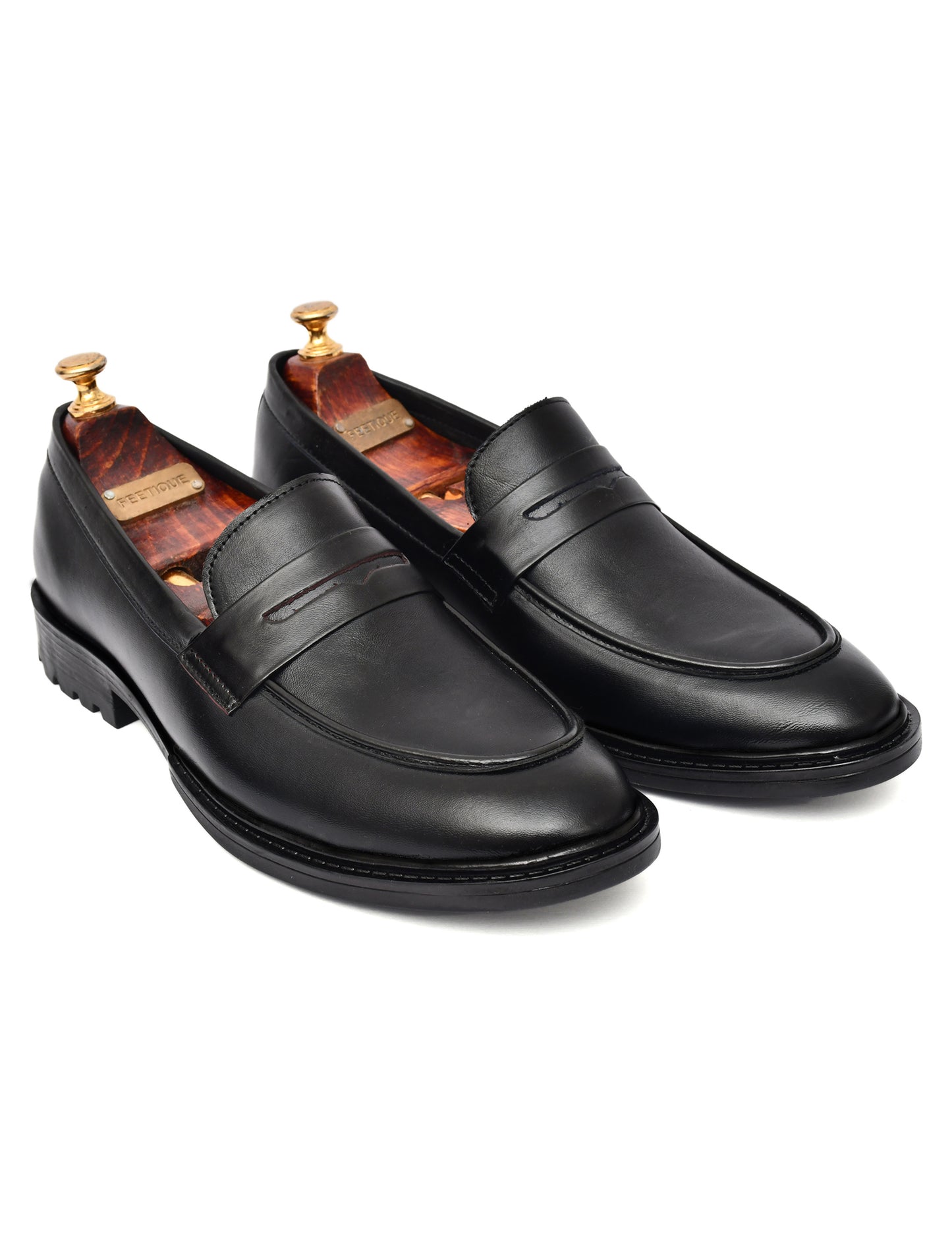 Men’s Black Penny Loafers – Timeless Leather Slip-On Shoes