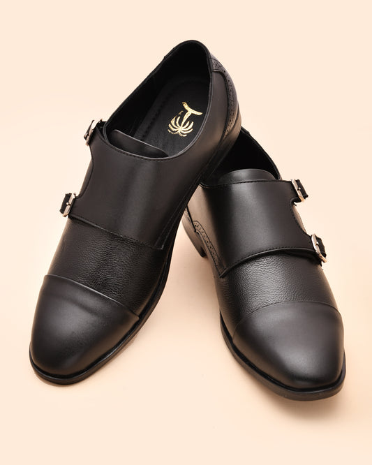 Men Black Leather Monkstrap