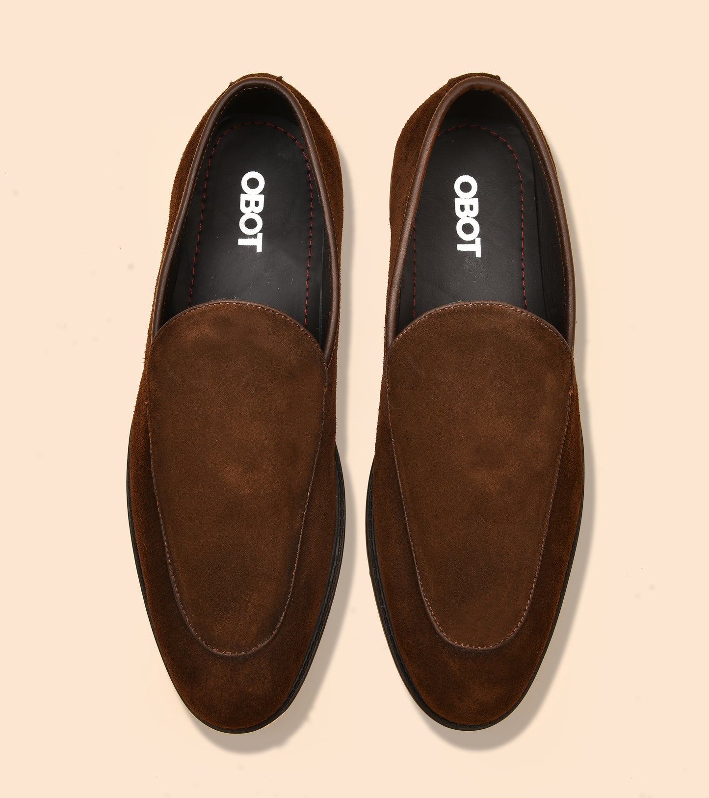 The Venice — Men's Brown Suede Loafers | Slip-On Formal Shoes for Men | OBOT