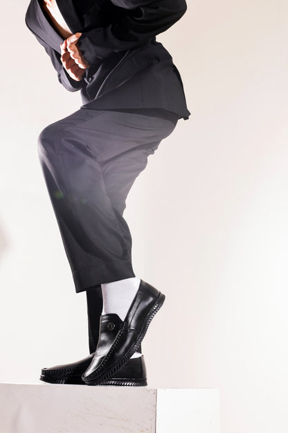 Men Black Leather Loafer - obotoriginal