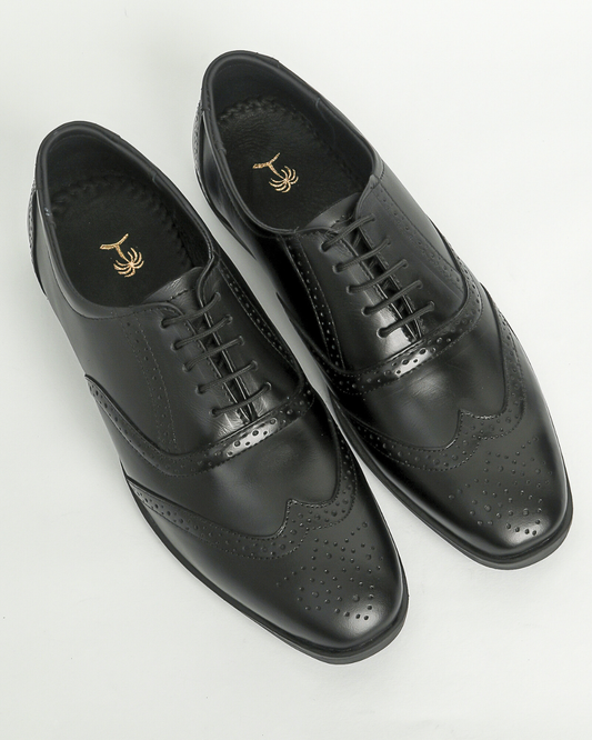 Men Black Brogue Formal Leather Shoes