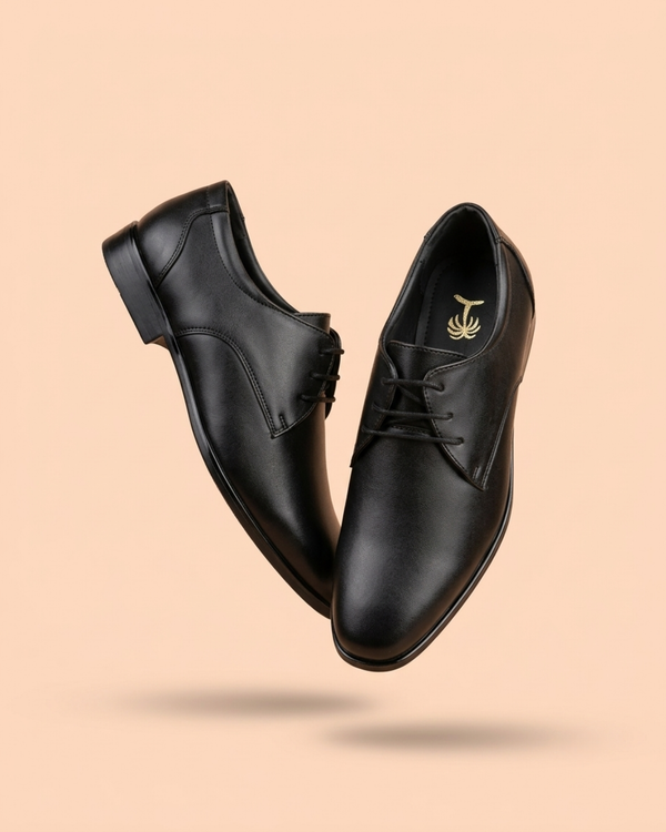 Men Black Leather Formal Derby