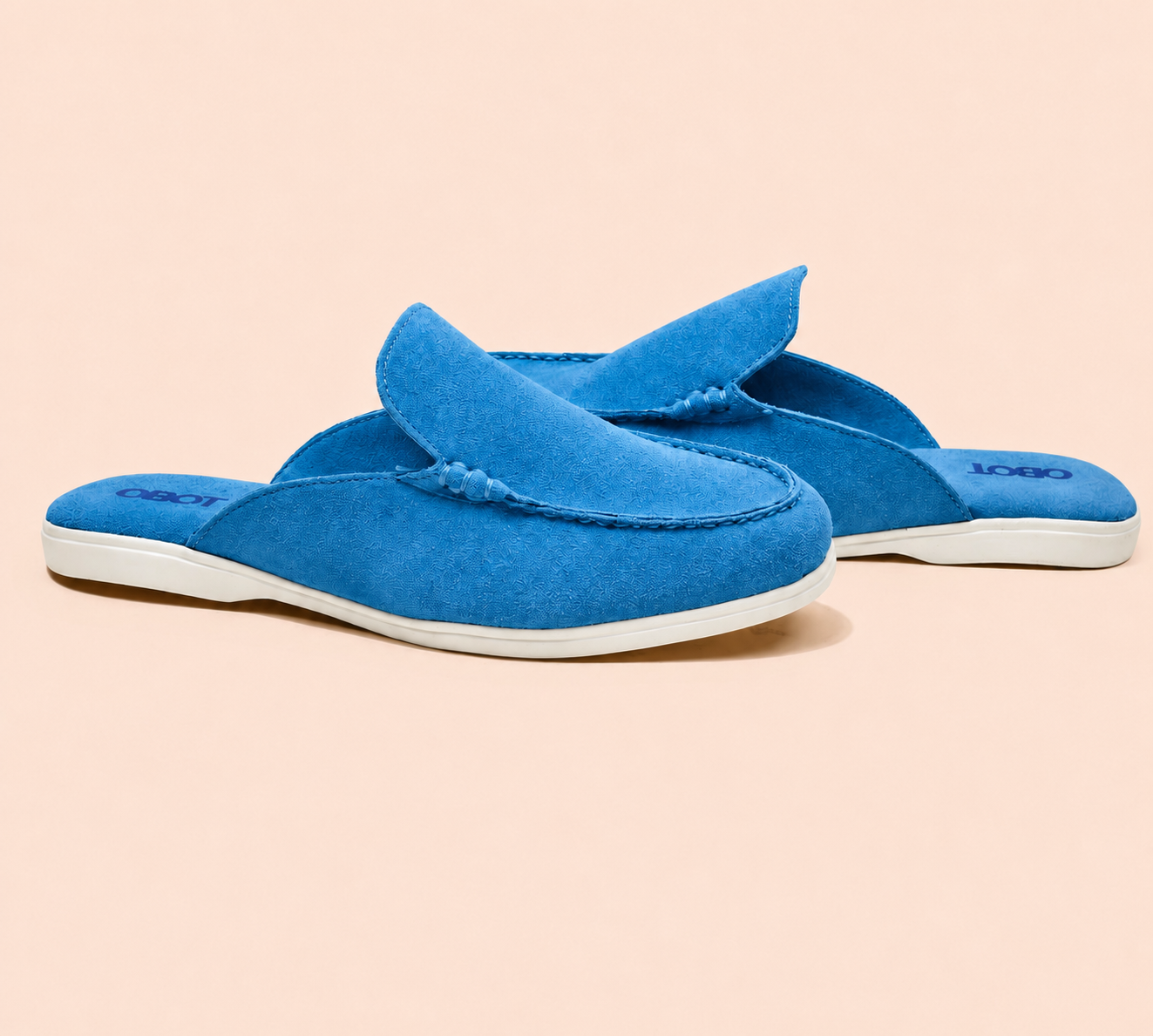 Men's Suede Mules |Blue Slip-On Loafer Mules for Men — OBOT