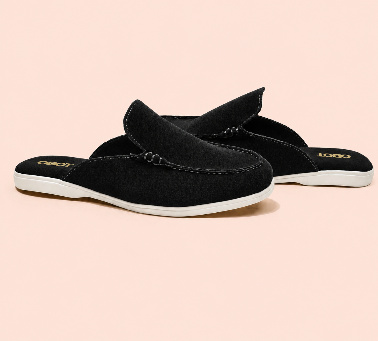 Men's Suede Mules |Black Slip-On Loafer Mules for Men — OBOT