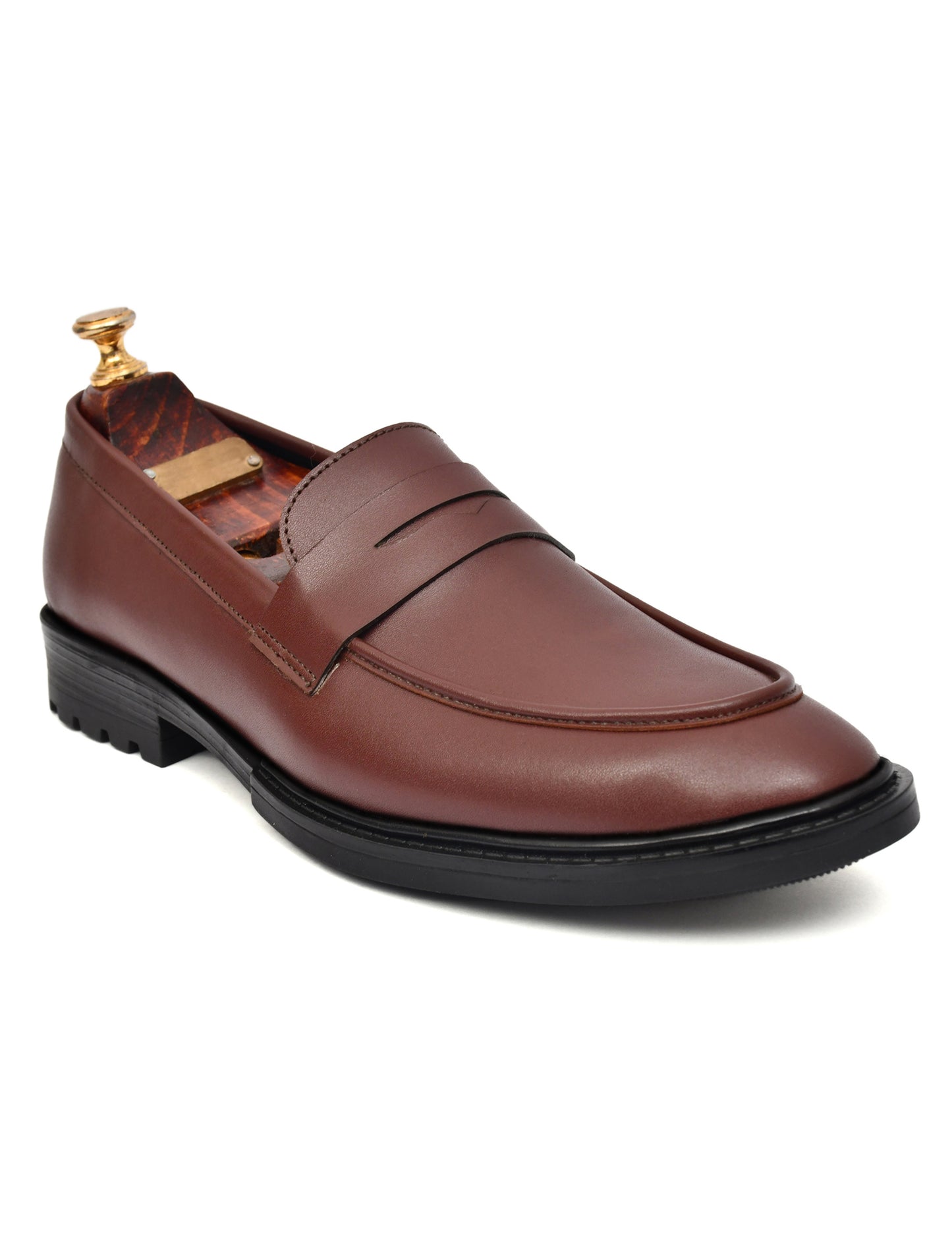 Men’s Rich Brown Penny Loafers – Timeless Leather Slip-On Shoes