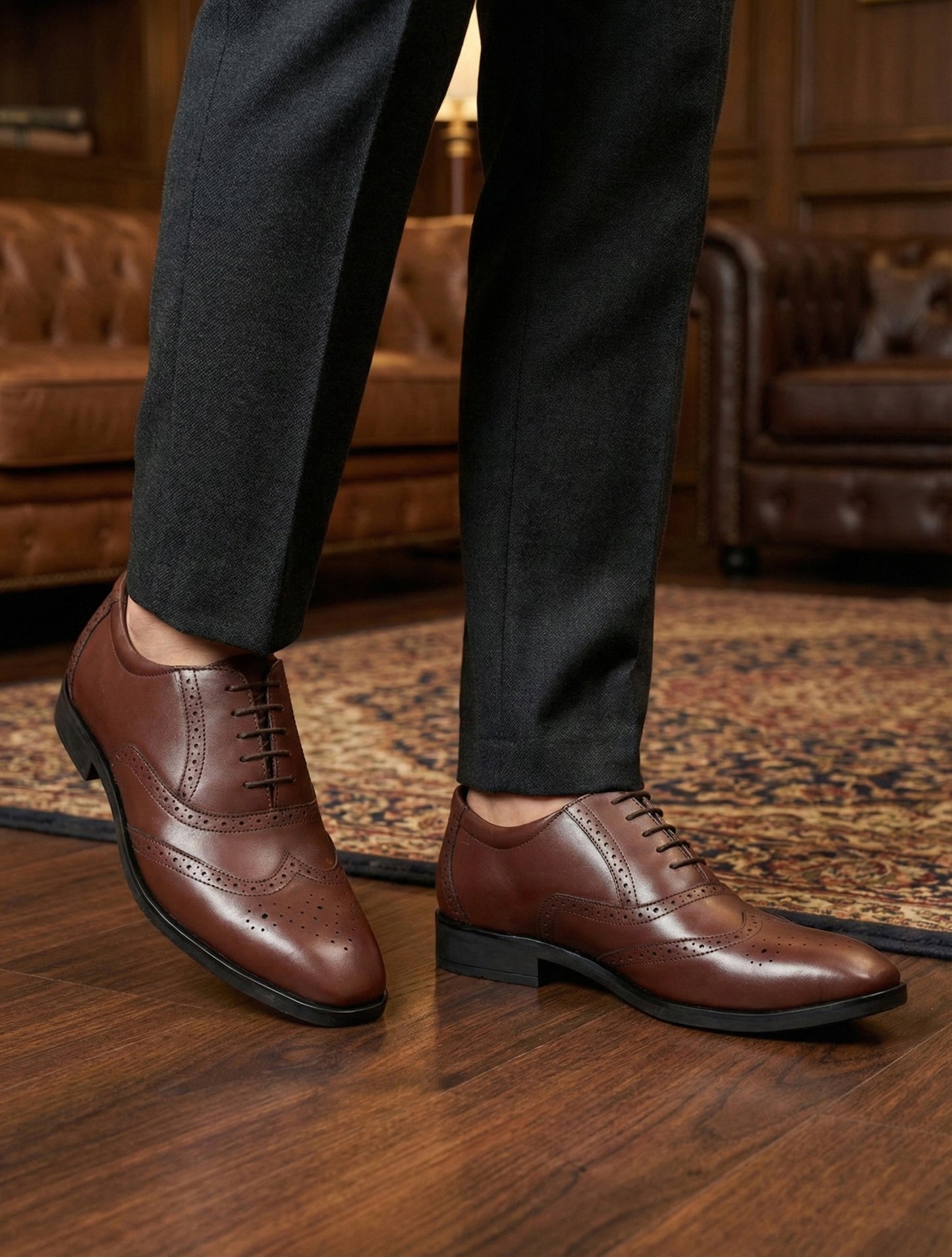 Men Rich Brown Brogue Formal Leather Shoes