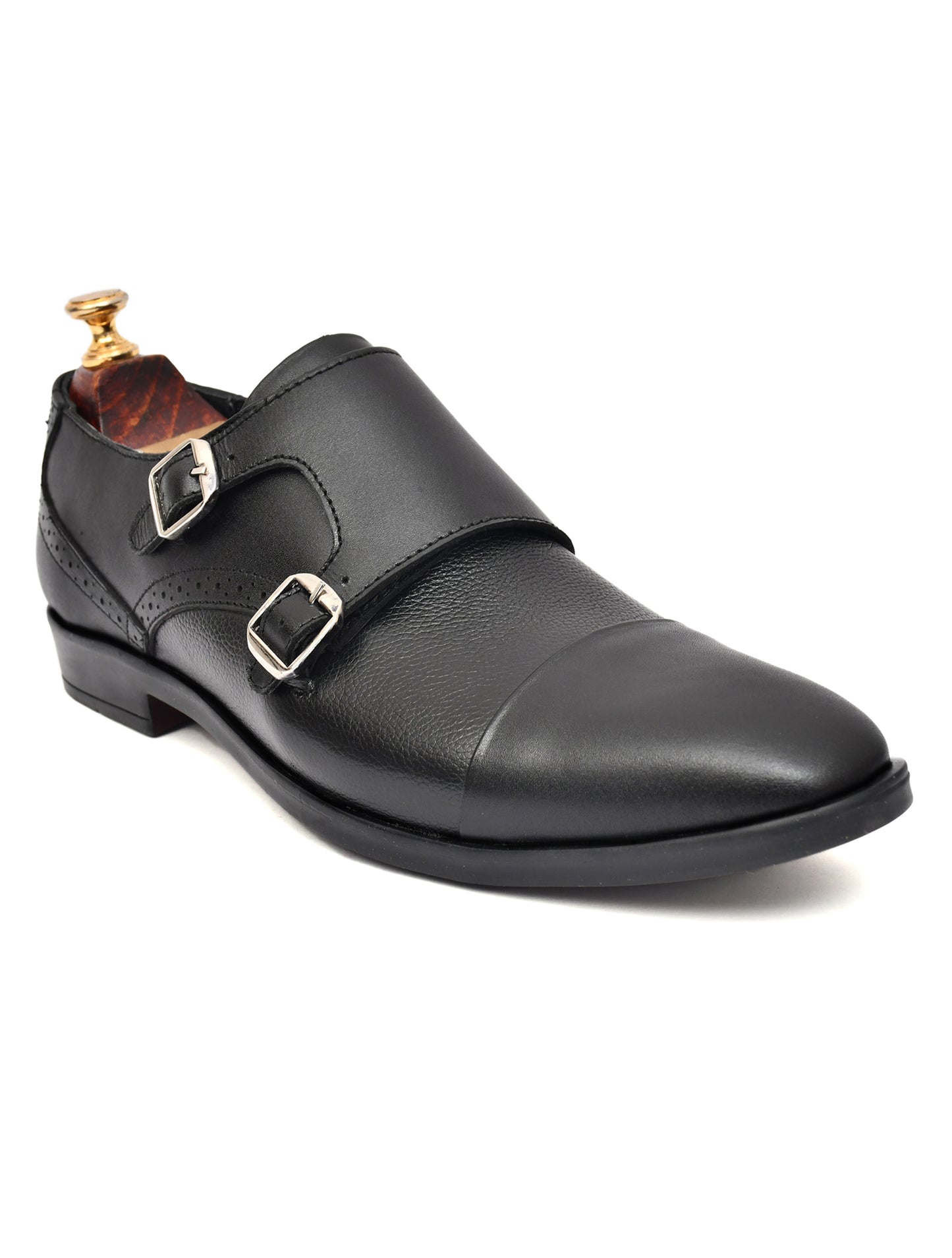Men Black Leather Monkstrap