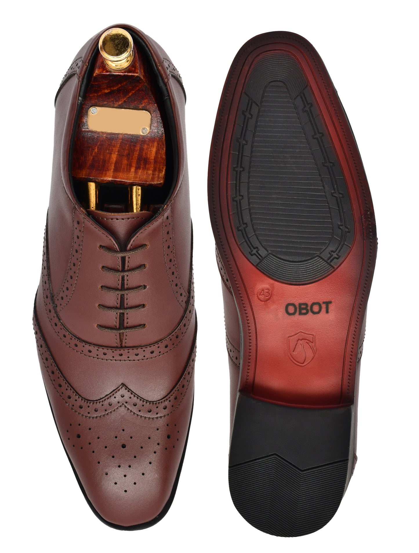 Men Rich Brown Brogue Formal Leather Shoes
