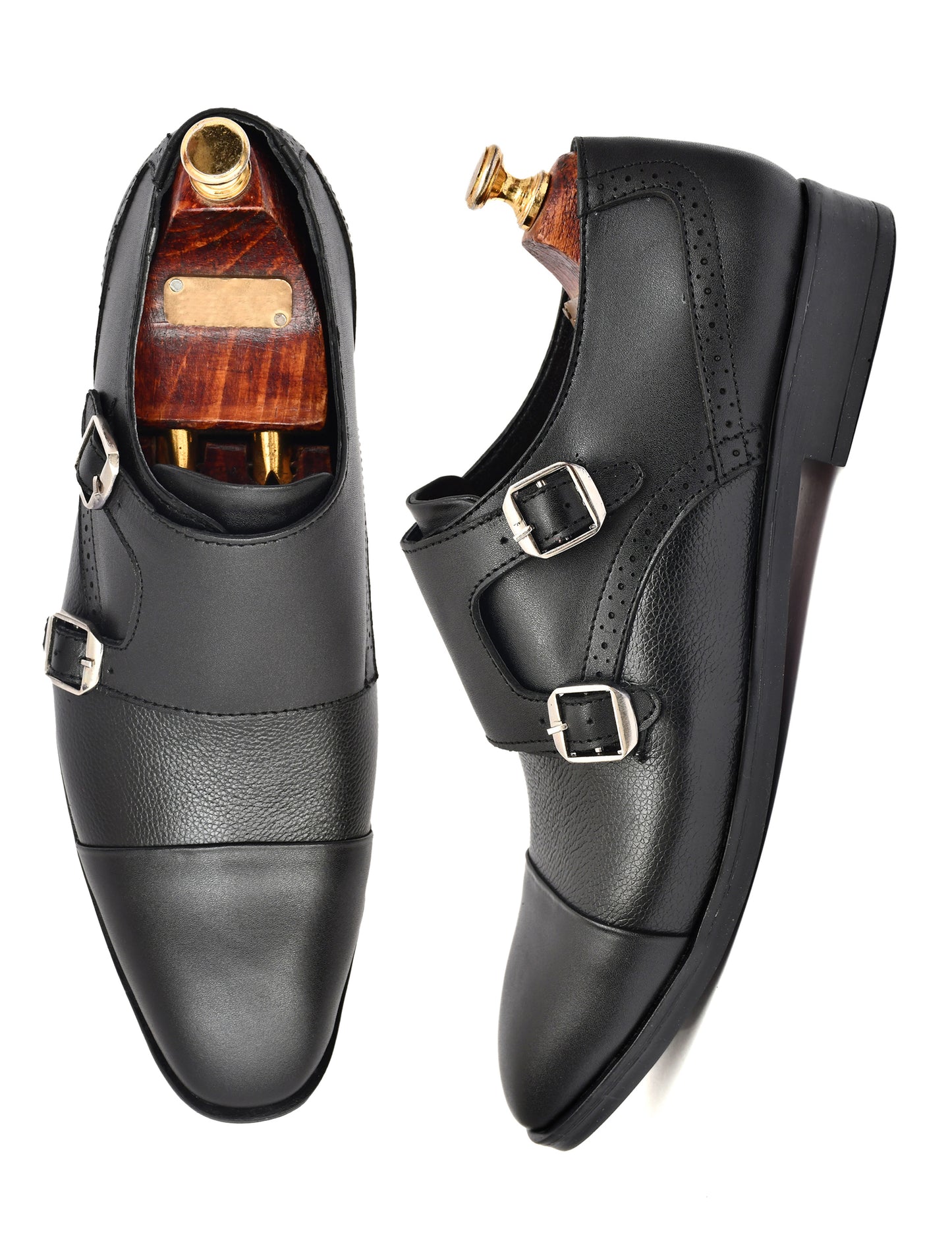 Men Black Leather Monkstrap