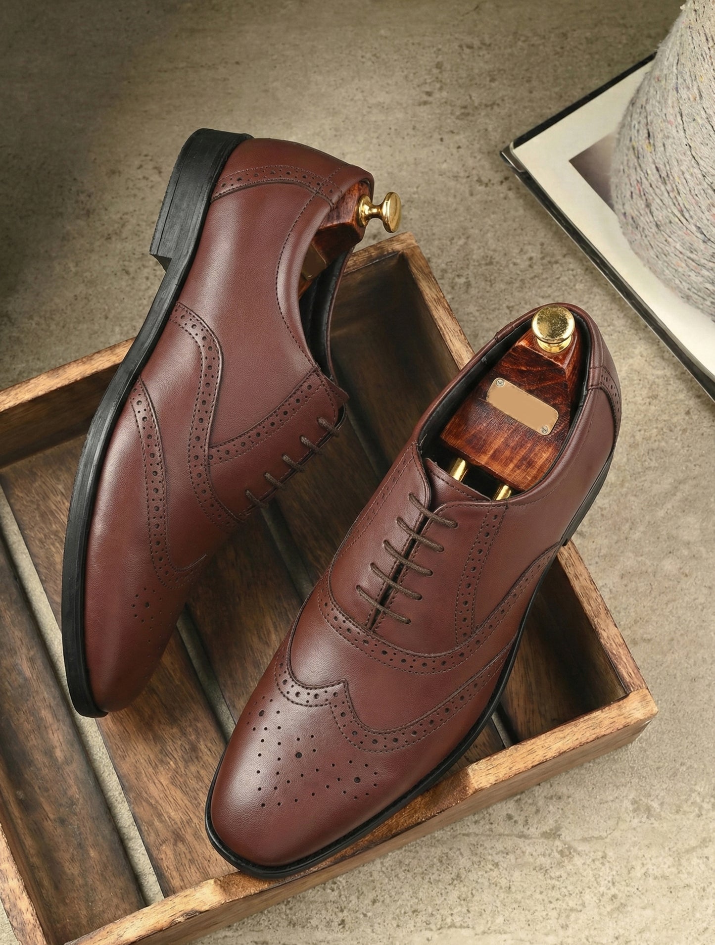 Men Rich Brown Brogue Formal Leather Shoes