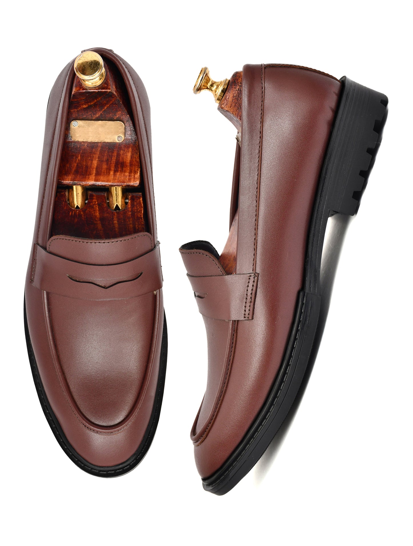 Men’s Rich Brown Penny Loafers – Timeless Leather Slip-On Shoes